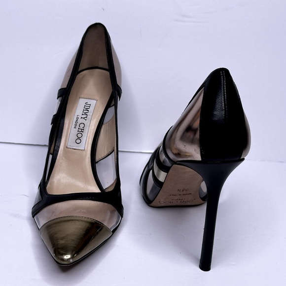 JIMMY CHOO 'Romy' Pump in Metallic Mic Leather, size 38.5 - Picture 12 of 15